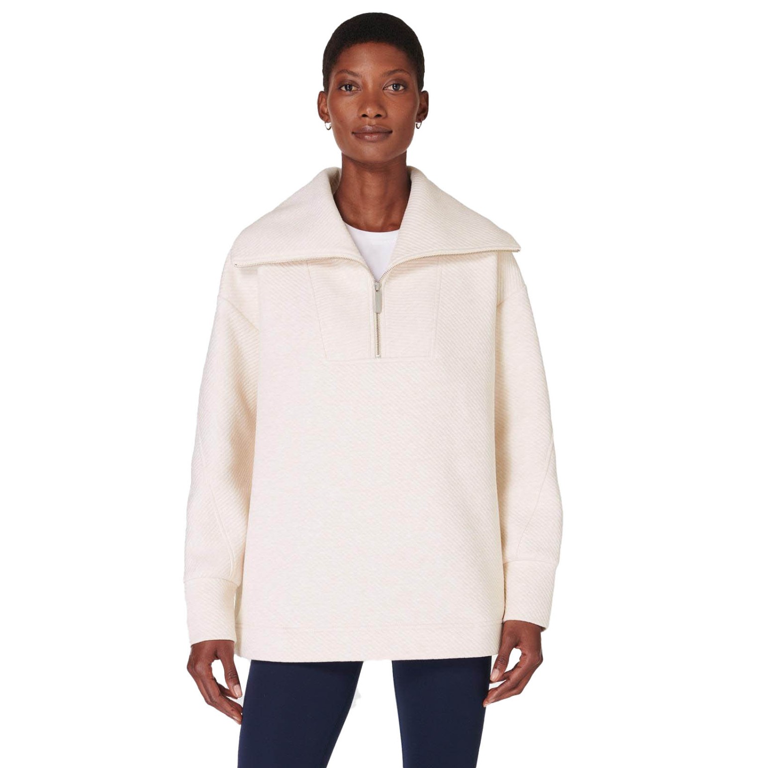 Sweaty Betty Radiant Half Zip Sweatshirt Oatmeal Marl